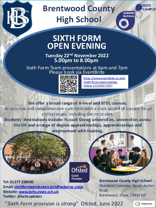 Sixth Form Open Evening 2022 ADVERT