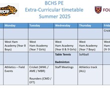 Sports Clubs Summer Term 2025